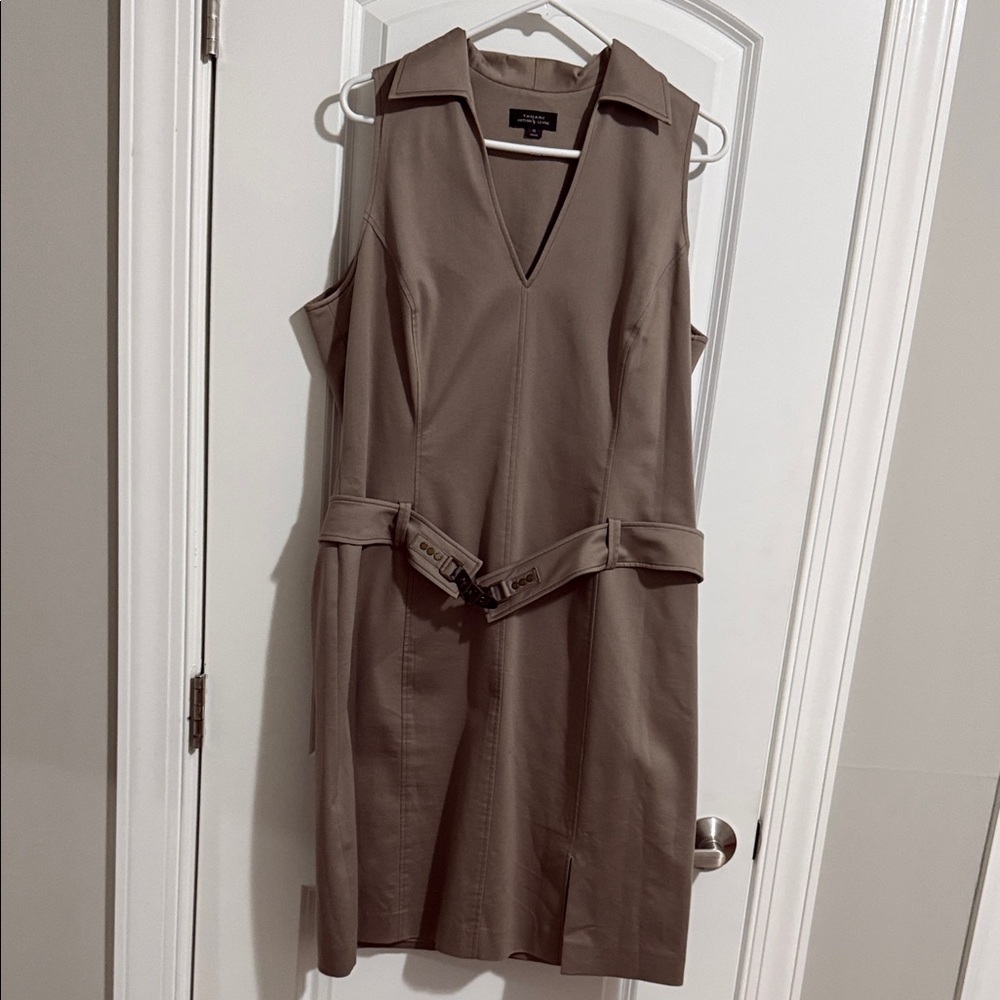 Chic Tan Midi Dress with Belt
